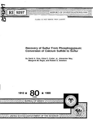 Recovery of Sulfur from Phosphogypsum: Conversion of Calcium Sulfide to Sulfur
