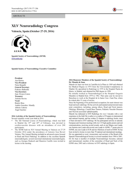 XLV Neuroradiology Congress Valencia, Spain (October 27-29, 2016)