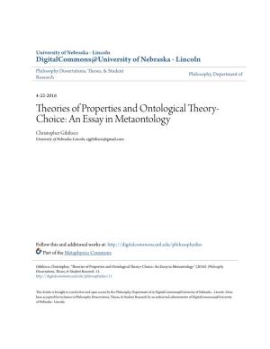 Theories of Properties and Ontological Theory-Choice: an Essay in Metaontology" (2016)