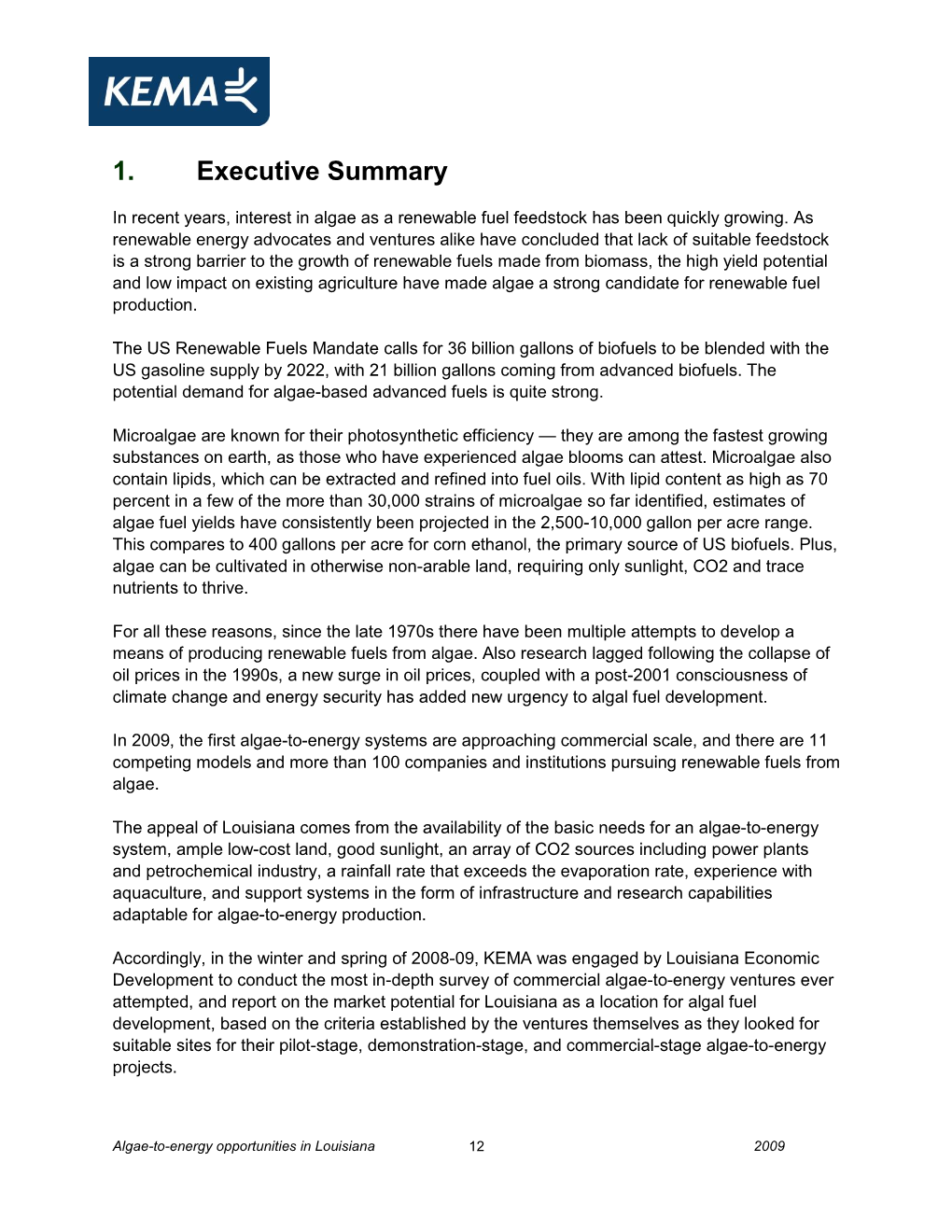 Algae-To-Energy Opportunities in Louisiana 12 2009