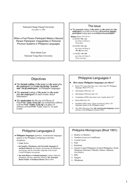 Objectives Philippine Languages-1 Philippine Languages-2