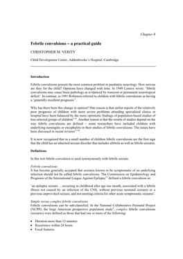 Febrile Convulsions  a Practical Guide