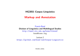 Lecture 2: Markup and Annotation