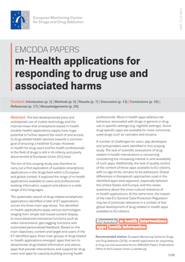 M-Health Applications for Responding to Drug Use and Associated Harms