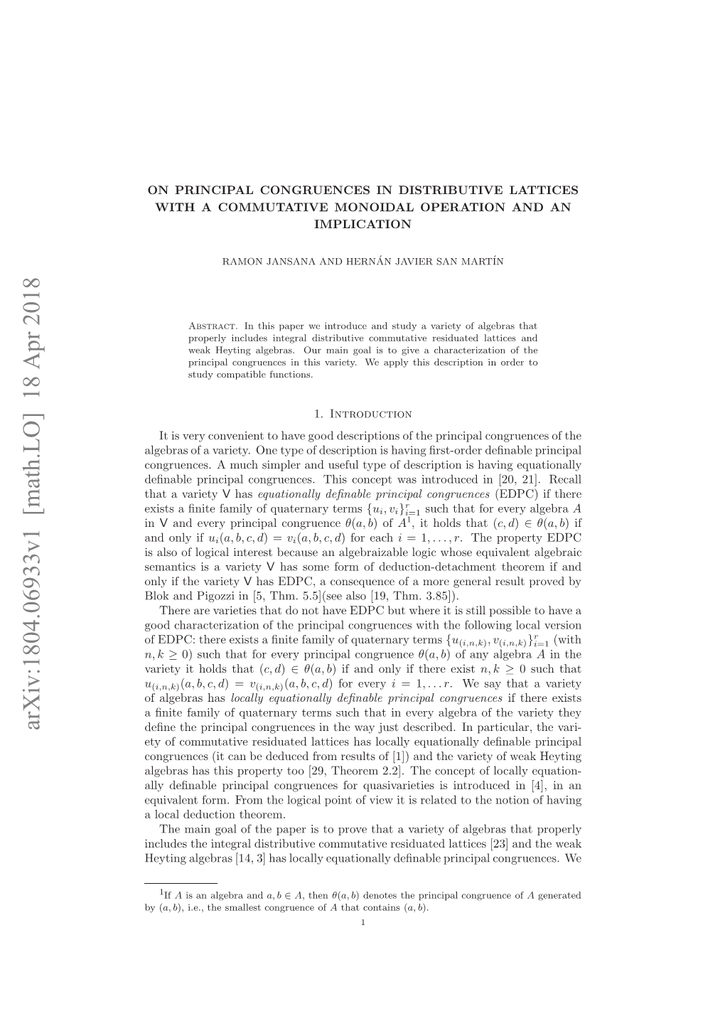 Arxiv:1804.06933V1 [Math.LO]