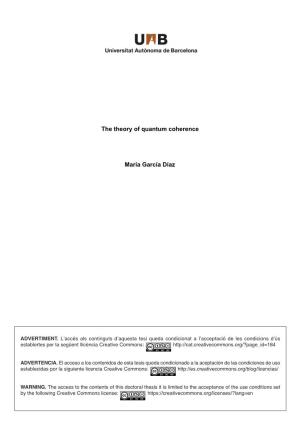 The Theory of Quantum Coherence María García Díaz