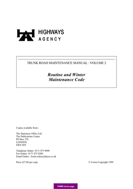 TRMM Volume 2 Chapter 1 Dealing with the Routine Maintenance of Highways