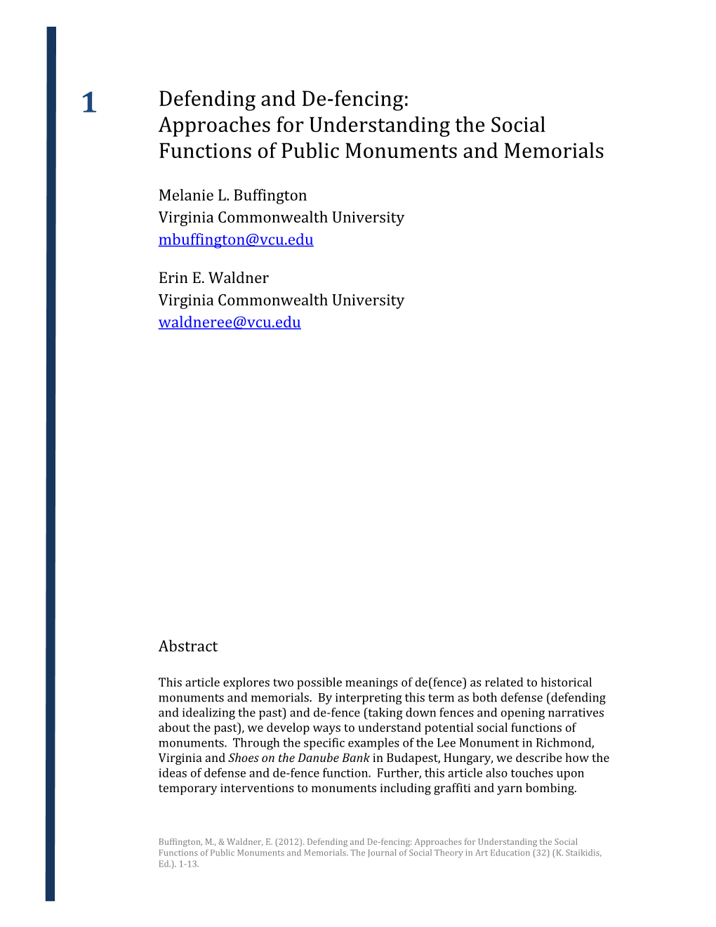 Approaches for Understanding the Social Functions of Public Monuments and Memorials