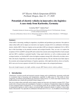 Potentials of Electric Vehicles in Innovative City-Logistics: a Case Study from Karlsruhe, Germany