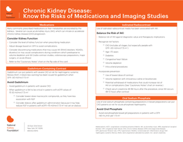 Chronic Kidney Disease: Know the Risks of Medications and Imaging Studies