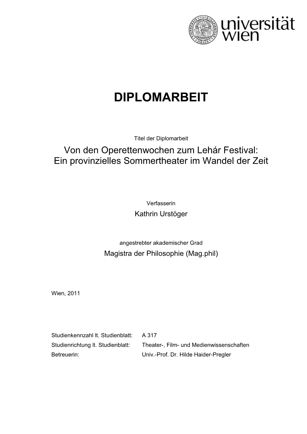 Diplomarbeit Kathrin Urstöger