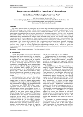 Temperature Trends in Fiji: a Clear Signal of Climate Change