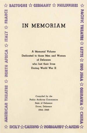 A Memorial Volume Dedicated to Those Men and Women of Delaware