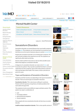 Somatoform Disorders: Symptoms, Types, and Treatment