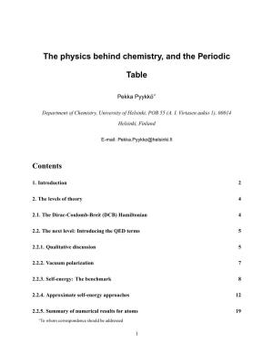 The Physics Behind Chemistry, and the Periodic Table