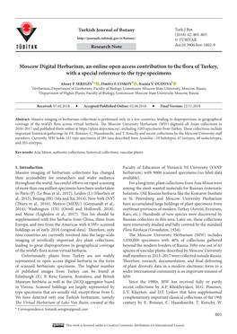 Moscow Digital Herbarium, an Online Open Access Contribution to the Flora of Turkey, with a Special Reference to the Type Specimens