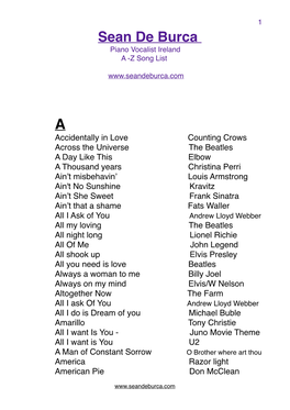 Song List 2015 Full