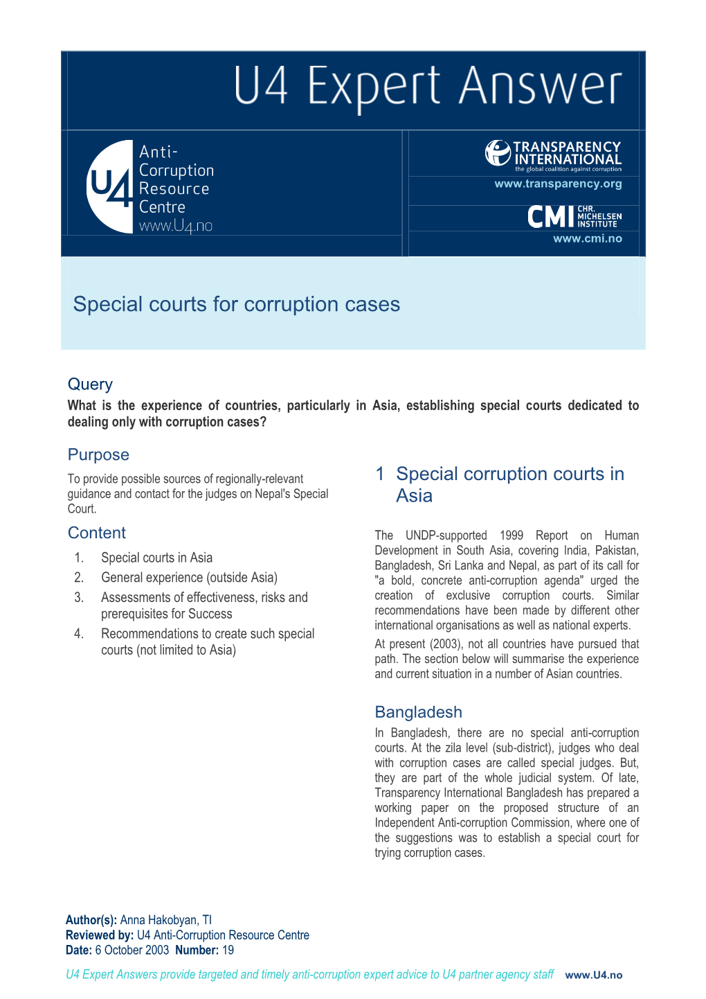 Special Courts for Corruption Cases