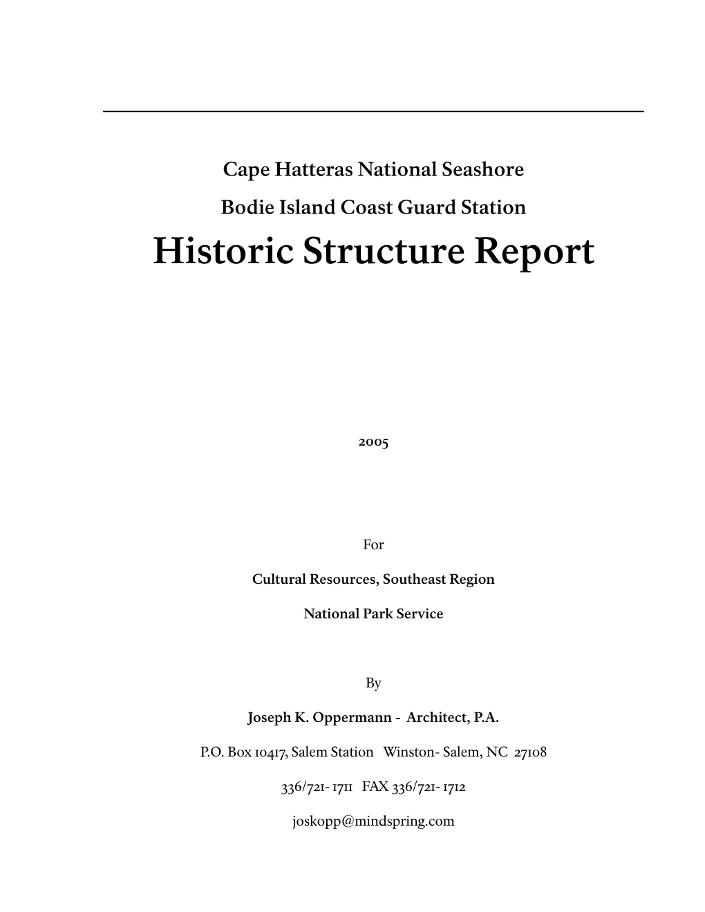 Historic Structure Report