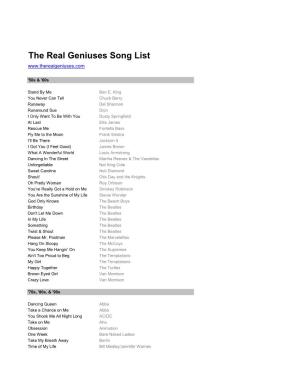 The Real Geniuses Song List