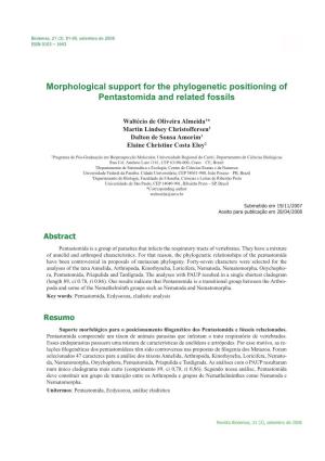 Morphological Support for the Phylogenetic Positioning of Pentastomida and Related Fossils