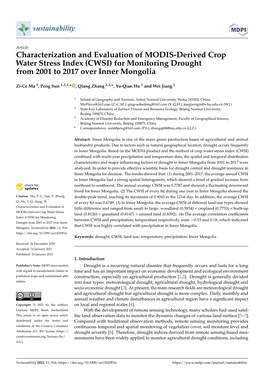 CWSI) for Monitoring Drought from 2001 to 2017 Over Inner Mongolia