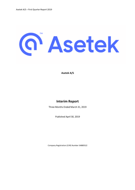 Interim Report Three Months Ended March 31, 2019