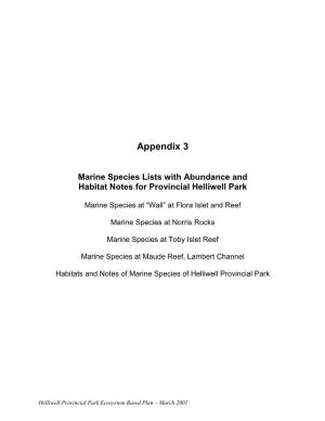 Appendix 3 Marine Spcies Lists