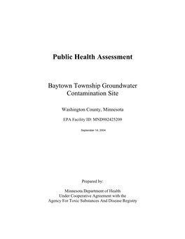 Baytown Township Groundwater: Public Health Assessment