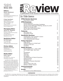 A Publication of the Science Fiction Research Association in This Issue