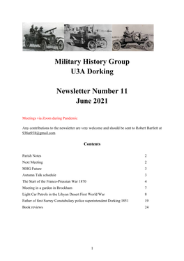 Military History Group U3A Dorking Newsletter Number 11 June 2021