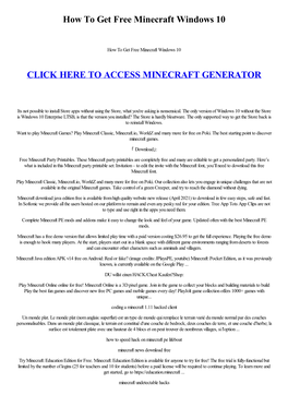 How to Get Free Minecraft Windows 10