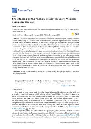 “Malay Pirate” in Early Modern European Thought