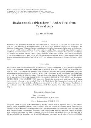 Buchanosteids (Placodermi, Arthrodira) from Central Asia