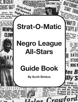 Strat-O-Matic Negro League All-Stars Guide Book