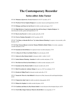 The Contemporary Recorder Series Editor John Turner