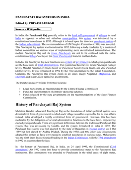 History of Panchayati Raj System