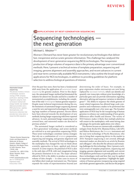 Sequencing Technologies — the Next Generation