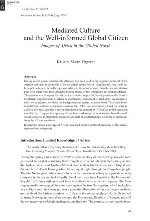 Mediated Culture and the Well-Informed Global Citizen Images of Africa in the Global North