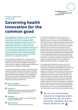 Governing Health Innovation for the Common Good