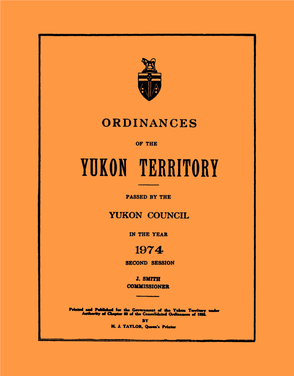 Ordinances of the Yukon-1974