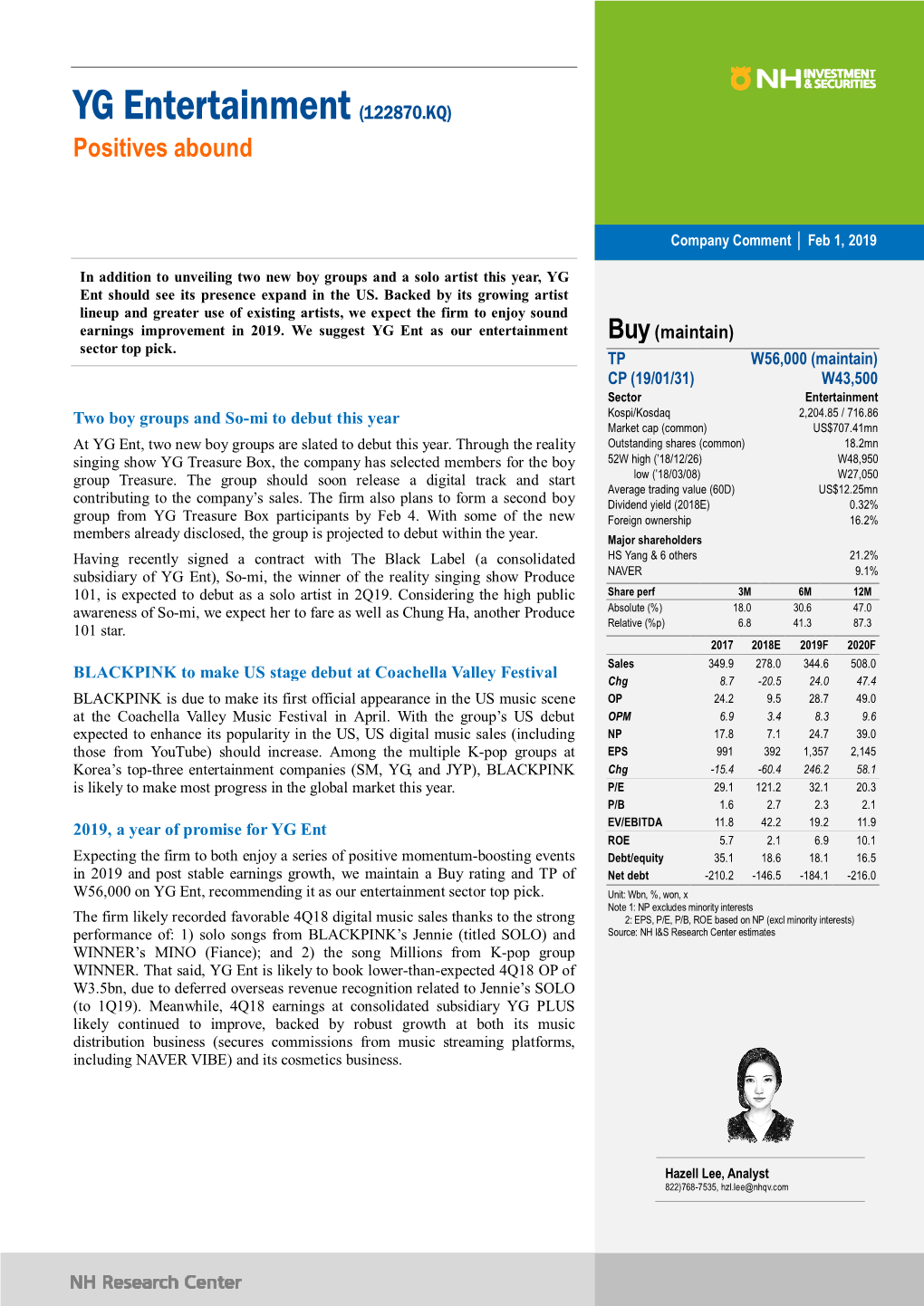 YG Entertainment (122870.KQ) Positives Abound