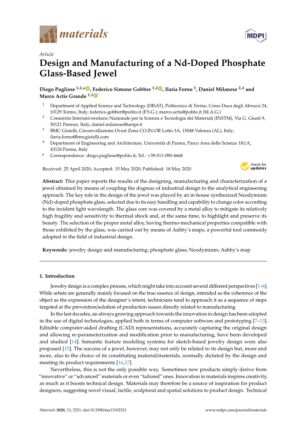 Design and Manufacturing of a Nd-Doped Phosphate Glass-Based Jewel