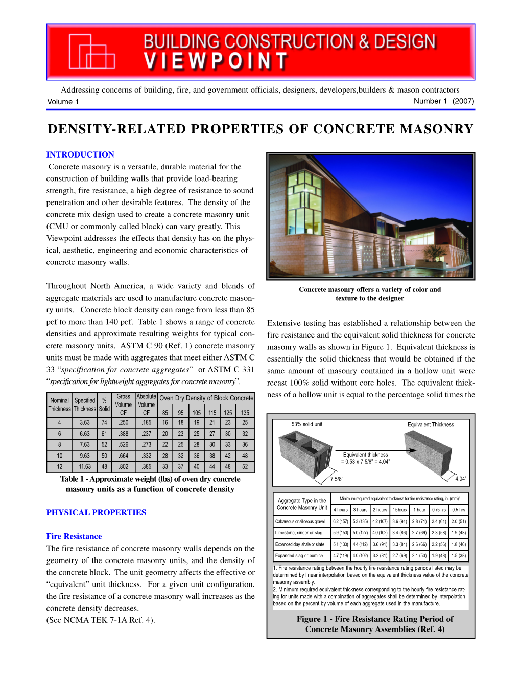 Density-Related Properties of Concrete Masonry