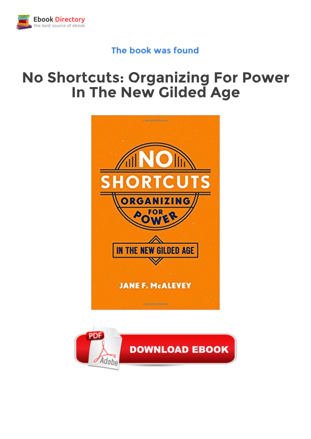 No Shortcuts: Organizing for Power in the New Gilded Age Download