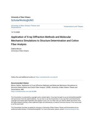 Application of X-Ray Diffraction Methods and Molecular Mechanics Simulations to Structure Determination and Cotton Fiber Analysis