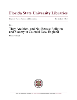 They Are Men, and Not Beasts: Religion and Slavery in Colonial New England Monica C