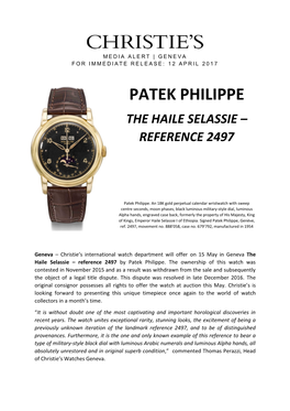 Patek Philippe the Haile Selassie – Reference 2497