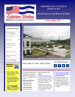 American Citizen Services Managua Newsletter
