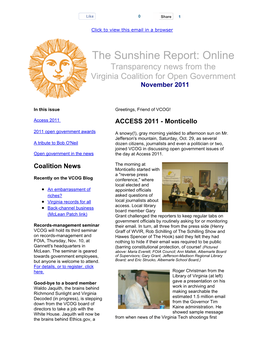 Sunshine Report: November 2011